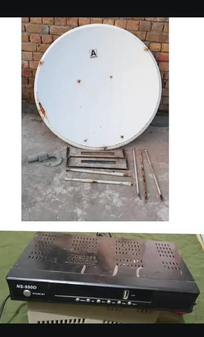 4ft Satellite Dish Complete Set + NS-990D Receiver + LNB & Accessories