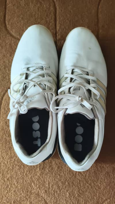 Adidas Tour360 Cricket/Golf Shoes – White/Silver – Size 10