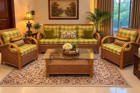 Cane Sofa 5 Seater with center Table