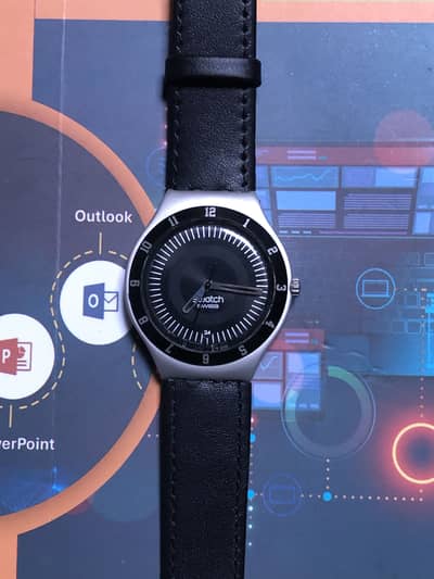 Aluminium swatch IRONY in Black Attractive Dial