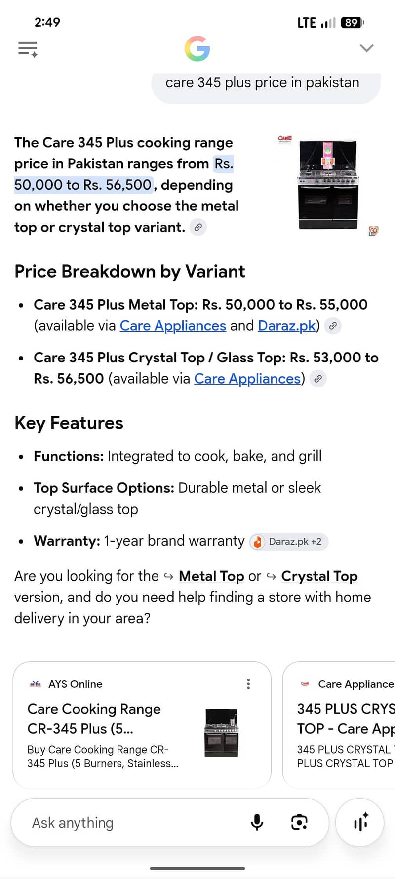 Cooking Range - Crystal Top 1