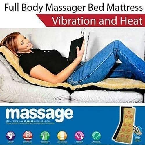 ULTIMAX Full-Body Massage Mat with 9-Mode Controller, Reversible Heated Faux Fur Pad for Back, Neck & Leg Pain Relief