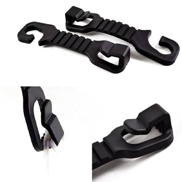 2 Pcs Car Seat Headrest Hooks Hanger – Plastic Shopping Bag Holder Clips for Back Seat, Universal Vehicle Organizer for Bags, Groceries & Purses