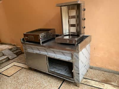 Shawarma Machine, Hot Plate & Stainless Steel Counter