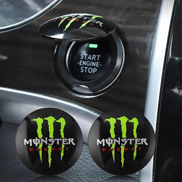 Car Monster Style Engine Start Stop Button Cover – Decorative Ignition Switch Protector, Flip-Up Push Start Shield for Interior Styling & Car Modification Accessorier