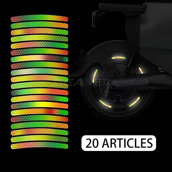 20PCS Car Tire Rim Reflective Stickers Rainbow Glow Strips – Wheel Hub Luminous Night Driving Safety Decals