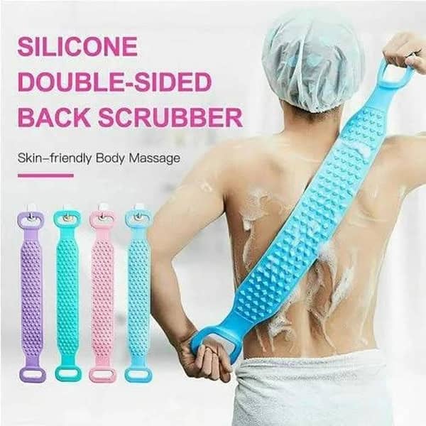 Silicone Bath Towel Body Scrubber – Double-Sided Exfoliating and Massaging Belt Brush for Deep Cleansing
