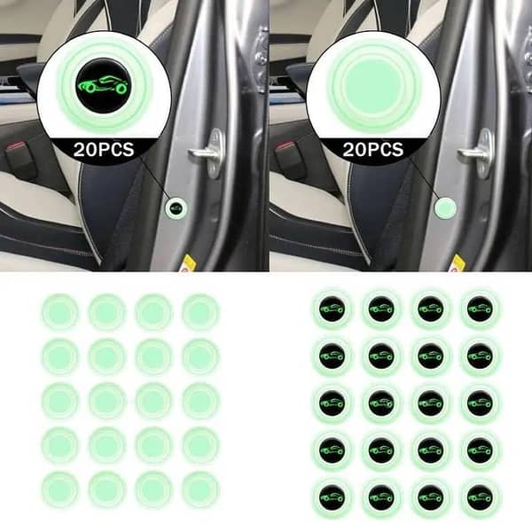 20 Pcs Car Door Shock Absorber Pads – Universal Rubber Buffer Bumper Pads for Door Edge Protection, Noise Reduction & Sound Insulation, Transparent/White with Car Logo