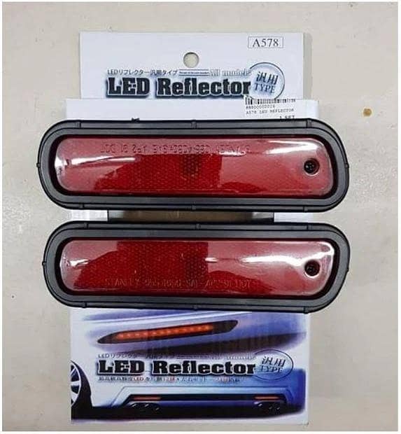 Universal Car LED Bumper Reflector Lights (Red) for Cars, SUVs & Trucks