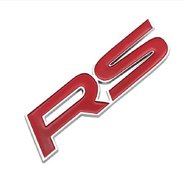 Universal Car RS Logo Red Silver Metal Emblem Sticker