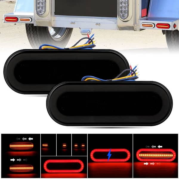 2-Pack 3-in-1 LED Tail Lights: Red DRL, Running Lights, Stop/Turn Signals for Universal Vehicles