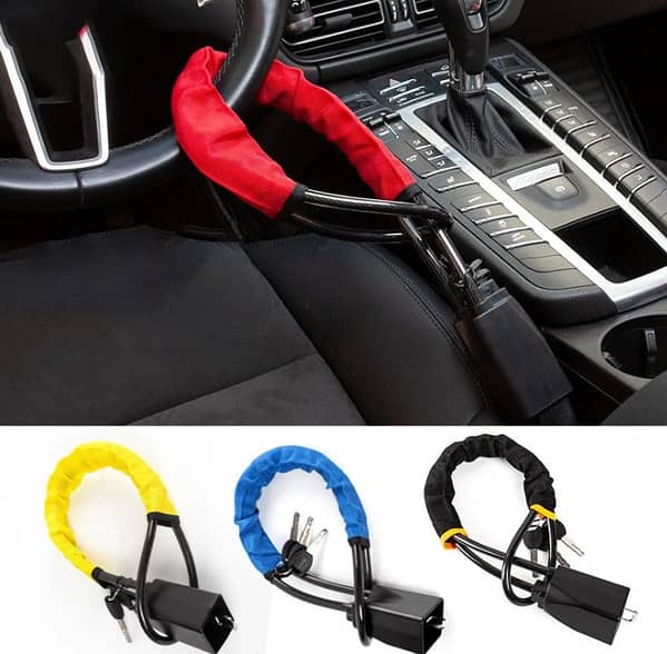 Adjustable Steering Wheel Lock with Seat Belt Buckle Security for Anti-Theft