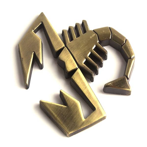 Premium 3D Scorpio Shield Shape Metal Badge Car Exterior Emblem (Bronze)
