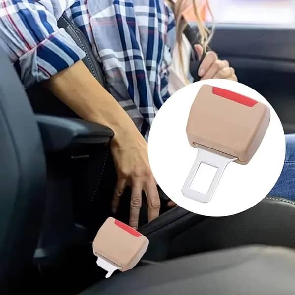 2-Pack Car Seat Belt Clip Extensions – Universal Safety Belt Buckle Extender, Beige