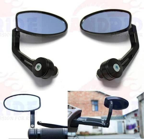 Motorcycle Bar End Mirrors – Universal Oval Rear-View Mirrors for Cafe Racer, Street, Cruiser & Sport Bikes