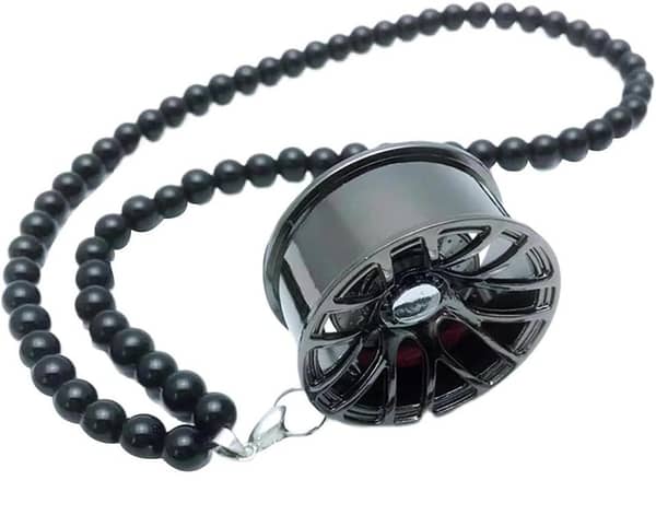 Universal Aluminum Rim Car Rear-View Mirror Ornament – Black 1 Pc