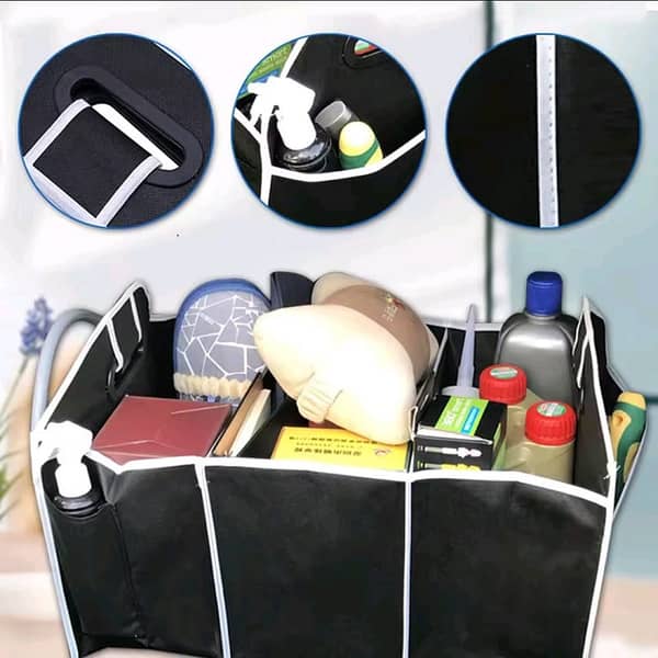 Multi-Functional Car Storage Box – Non-Woven Trunk Organizer for Tools, Groceries & Accessories