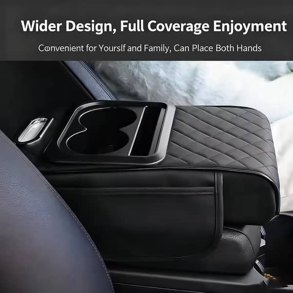 Multifunctional Car Armrest Cushion – Premium Leather Center Console Cover