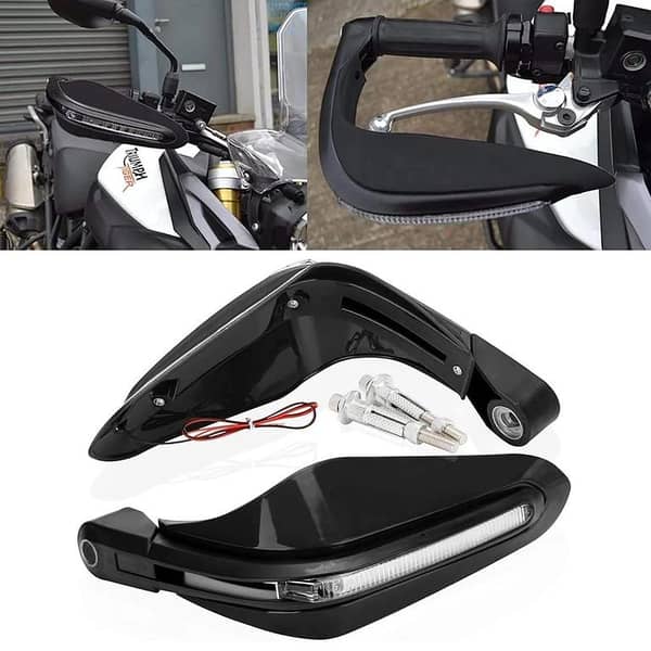 1 Piece Bike Hand Guard Protector with LED Turn Signals – Universal Handlebar Guard for All Motorcycles