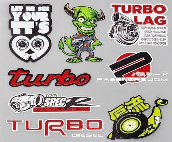 TURBO LAG Embossed Sticker Sheet – Premium 3D Car & Bike Decals for JDM, Drift, and Modified Builds