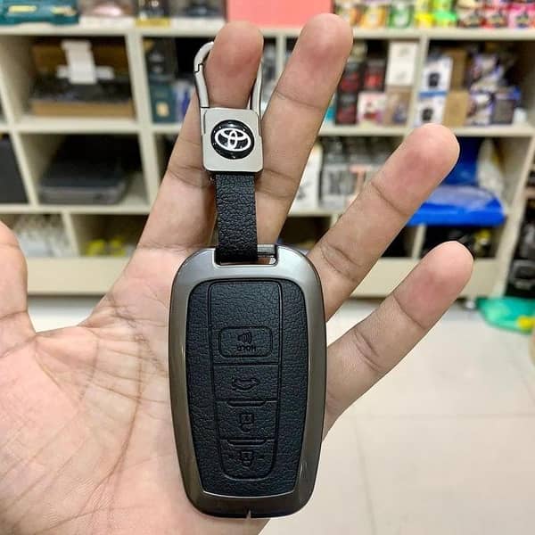 Premium Toyota Corolla Cross Key Cover 2022–2024: Metal Shell Smart Key Case, 3-Button Fob Protector