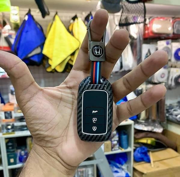 Honda Civic X Premium Carbon Fiber Metal Shell Key Cover for 2016–2021 (Civic 10th Gen) Key Fob