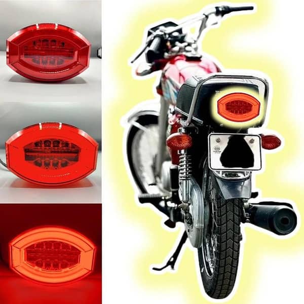1 Pc Audi-Style LED Tail Light with Flasher for Honda CG 125 and Universal Motorbikes