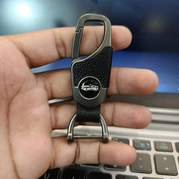 Car Anti-Lost Metal Keychain with 3D Car Logo | Zinc Alloy Key Ring with Rotatable Buckle for Car, Bike & Home Keys