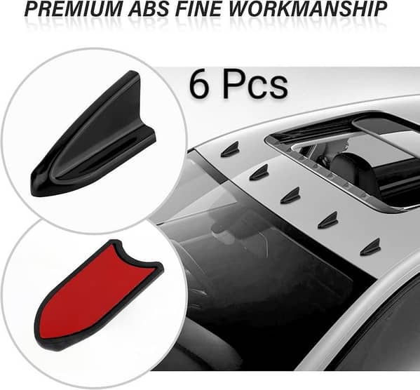 6-Piece Universal Shark Fin Roof Spoiler Set for Cars – Decorative Antenna Wings for SUV, Sedan, and Hatchback