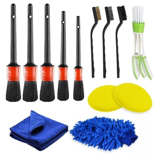 13-Piece Car Cleaning Kit: Interior and Exterior Detailing Set with Brushes, Towels, Sponges, Gloves & Accessories