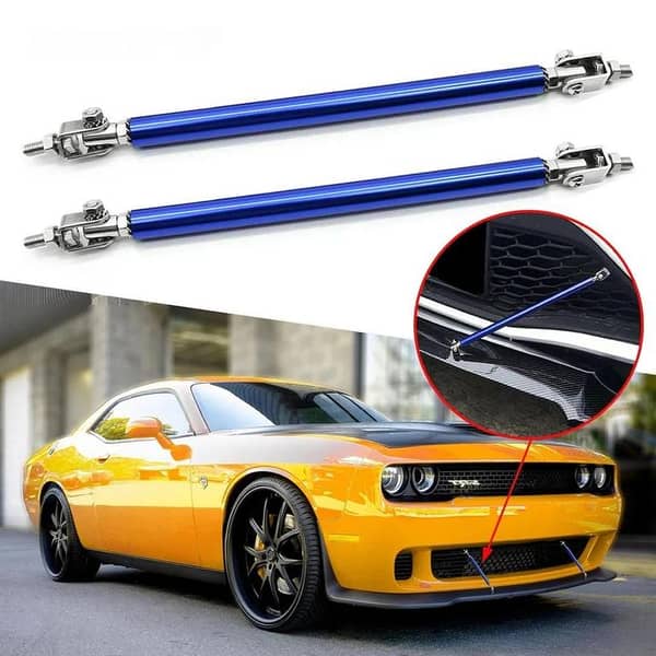 2Pcs Universal Adjustable Blue Bumper Splitter Rods – Front Lip Spoiler Support Canards (Medium Size) for Cars
