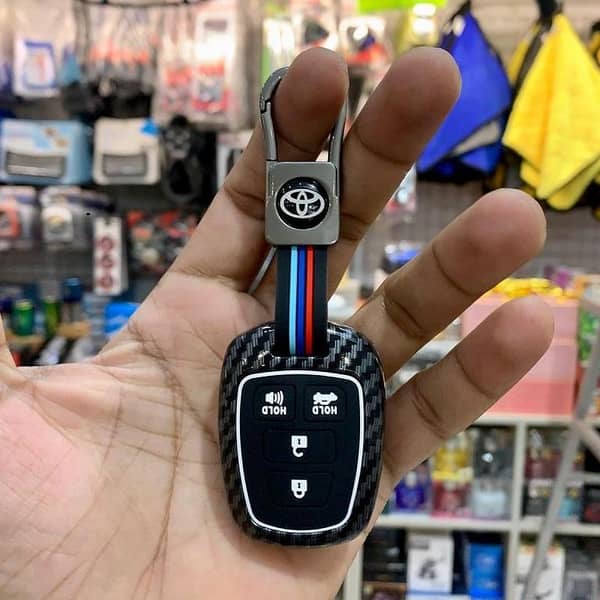 Toyota Corolla Premium Carbon Fiber Metal Shell 4-Button Smart Key Fob Case