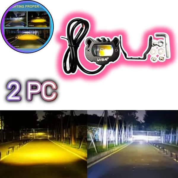 2 Pcs HJG Evil Eye Style Fog Light Kit with Dual Color (White/Yellow) and Devil Eye Function – Universal Waterproof Vehicle Lights