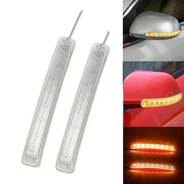 Universal Amber LED Car Side Turn Signal Lights, 2-Piece Set for Rearview Mirrors (DC 12V, Fits Cars & SUVs)