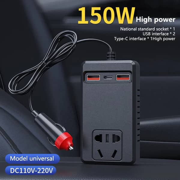 Universal 150W Car Inverter – DC 12V/24V to AC 110V/220V Power Converter