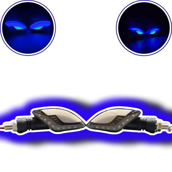 2 Pcs Set Lava Eye LED Turn Signals for Motorbikes – Blue & Yellow Dual-Color Indicators