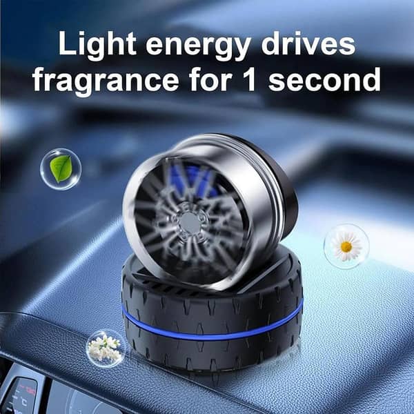 Universal Car Speed Wheel Hub Perfume Air Freshener – 360° Rotating Solar Dashboard Fragrance (Blue, 1 Pc)