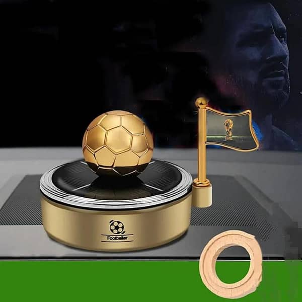 Solar-Powered Rotating Football Car Ornament (360° Display) – Random Color Sport Style Interior Decoration