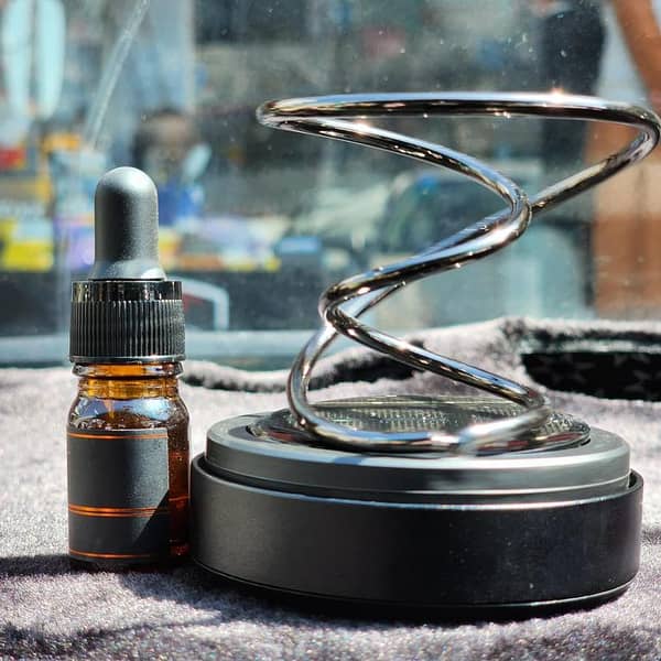 Universal Solar Power Spiral Car Perfume (Black, 1 Pc) — Solar-Powered 360° Rotating Dashboard Air Freshener