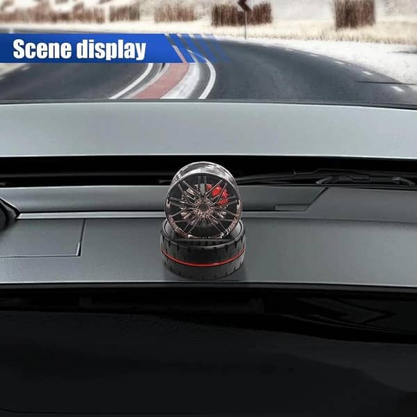 Universal Car Wheel Hub Perfume Air Freshener with 360° Rotating Solar Power (Red, 1 Pc)