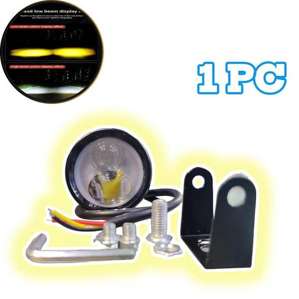 1 Pc Universal HJG Mini Projector Fog Light S80 Lite with Dual Color White/Yellow for Motorcycle and Car