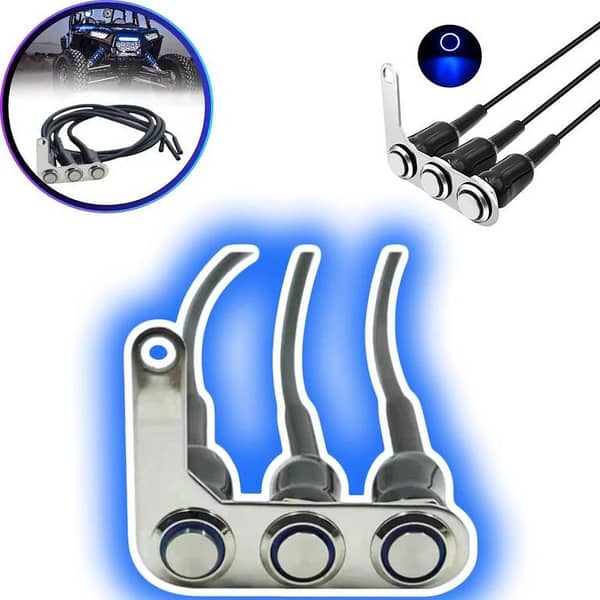 1 Pc Motorcycle 3-in-1 Handlebar Switch – Adjustable Mount, Waterproof ON/OFF Button with LED for Headlight and Accessories