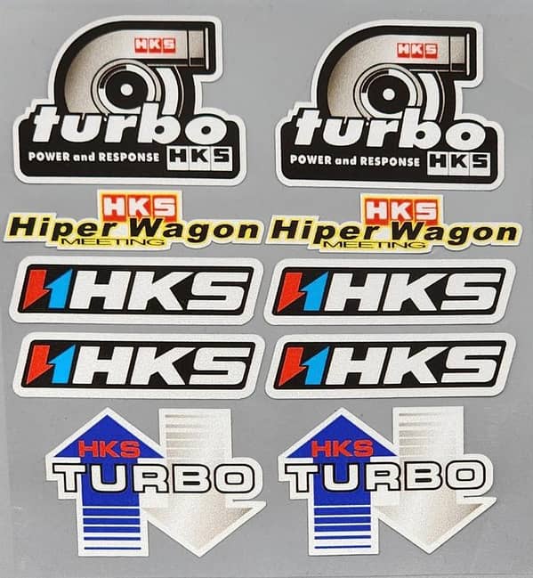Racing Style HKS Turbo Sticker Sheet – Premium Embossed Car & Bike Decals