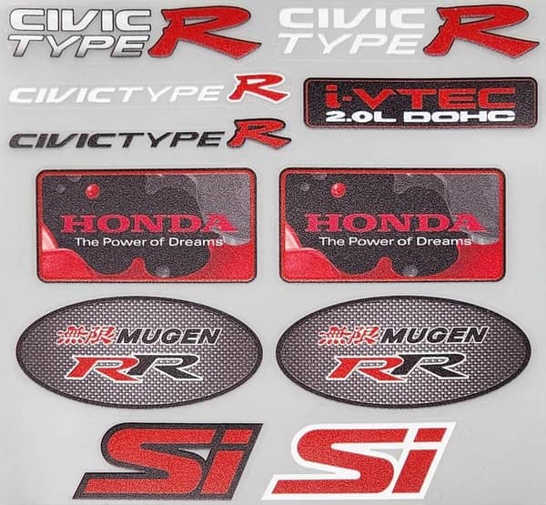 CIVIC TYPE R Embossed Sticker Sheet – Premium 3D Car & Bike Decals, JDM Racing Style