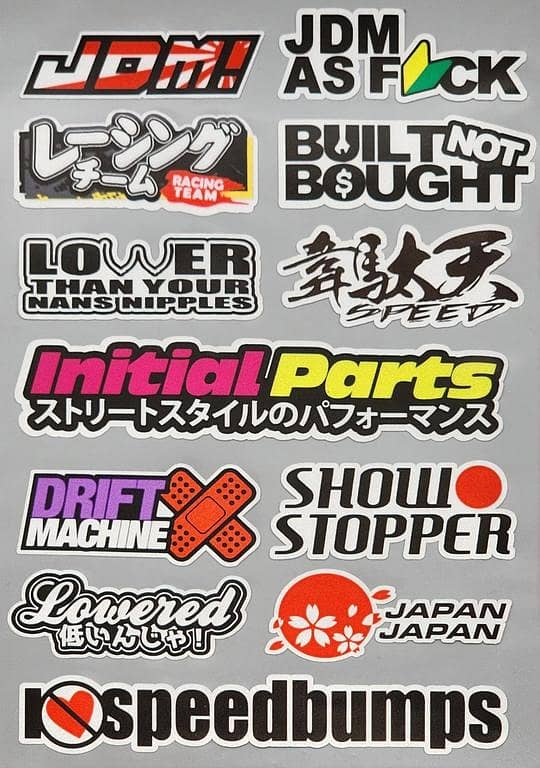 Premium Quality JDM Embossed Sticker Sheet – Large Custom Decals for Car and Motorcycle