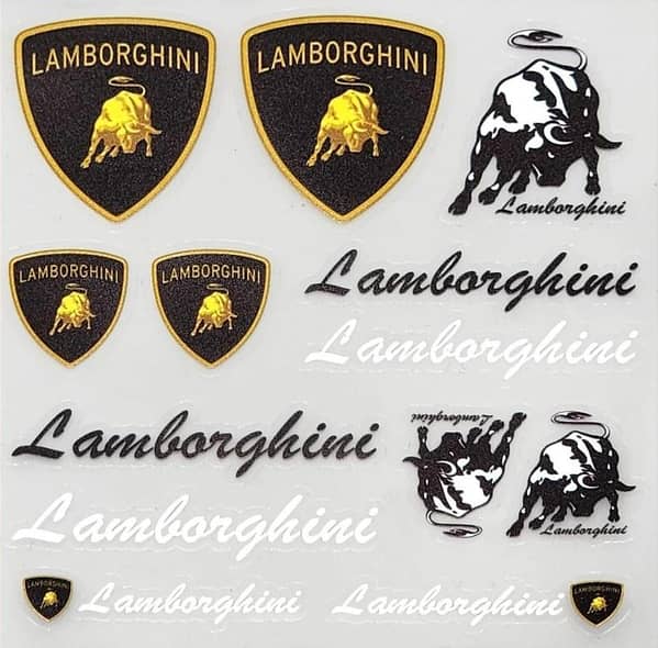Premium Lamborghini Sticker Sheet – Embossed Car and Motorcycle Decals for Sport and Luxury Aesthetics