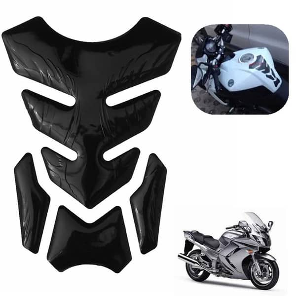3D Motorbike Tank Pad Protector Sticker – Black Fuel Tank Guard for Motorcycle Protection & Styling