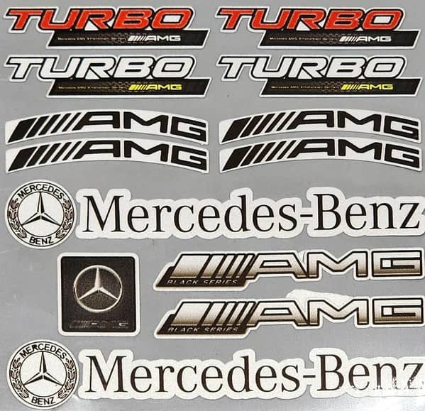 Premium TURBO Sticker Sheet: Embossed Car & Bike Decals for AMG, Racing, and Modified Vehicles