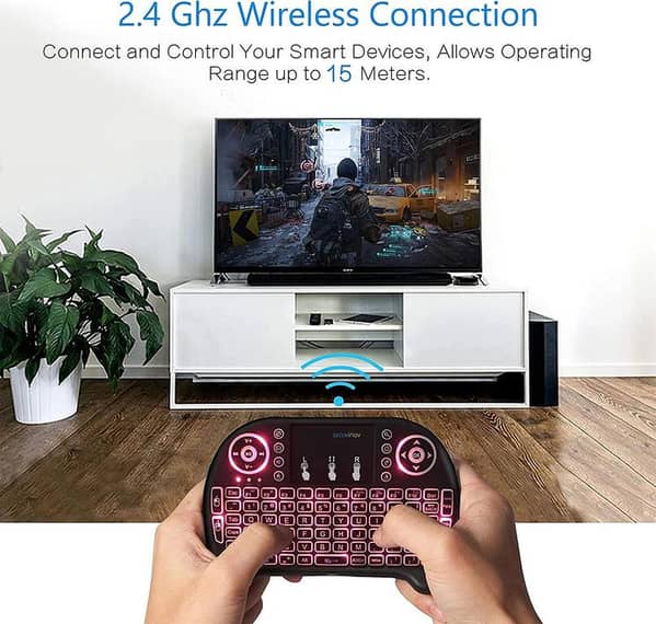 Mini Wireless Keyboard with RGB Backlit | 2.4GHz Rechargeable Handheld Controller with Touchpad | Smart TV, PC, Laptop, Android & Gaming Keyboard