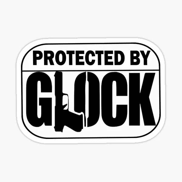 Protected By Glock Sticker – Funny Gun Warning Decal for Car, Truck, Door, or Safe
